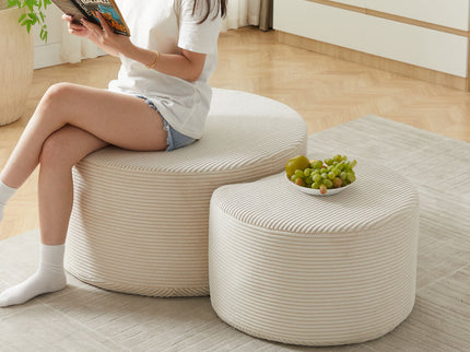 Modern Upholstered Round Coffee Table For Living Room (Set of 2)
