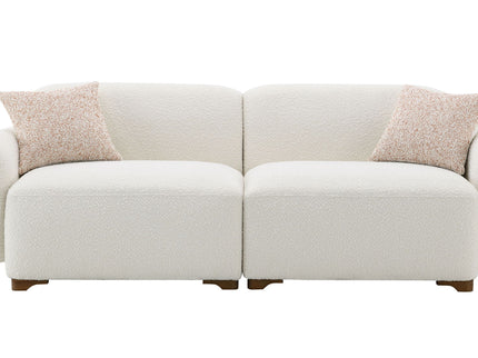 Darius - Boucle Sofa With 2 Toss Pillows - Beige