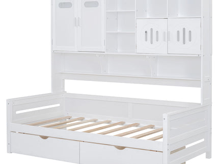 Daybed With All-In-One Cabinet And Shelf