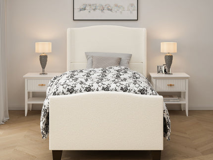 Platform Bed Frame With Tall Headboard And High Footboard