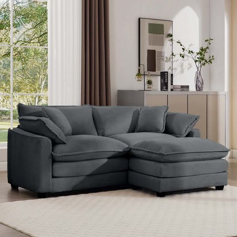 Modular Oversized Cushion Sofa With Ottoman, Low Back, Deep Seating Sofa Set