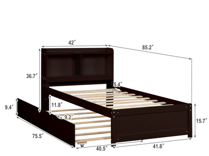Twin Bed With Trundle, Bookcase