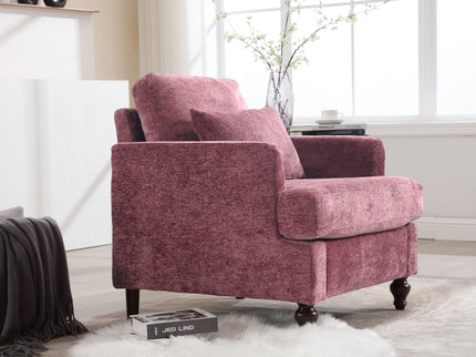 Modern Mid Century Wood Frame Armchair With Tufted Design