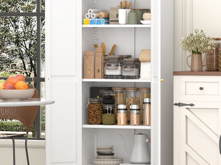 Adjustable 2 Door Kitchen Pantry Cabinet With Striped Design