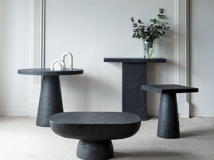 Square Side Table With Pedestal Base