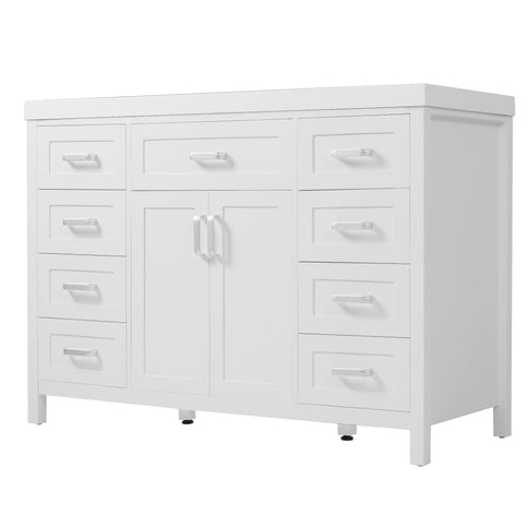 Bathroom Vanity With Sink, 2 Doors 8 Drawers, Soft Close System, Classic Design