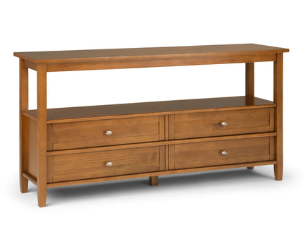Warm Shaker - Wide Console Sofa Table - Light Golden Brown
