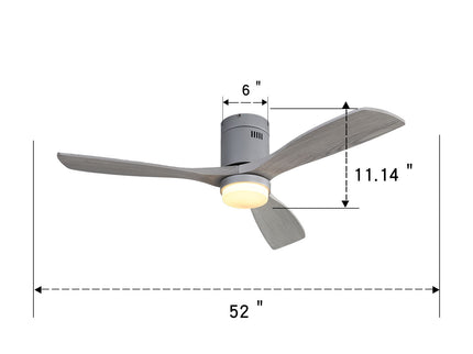 52" Ceiling Fan With LED Light, Reversible DC Motor, Remote Control - Silver