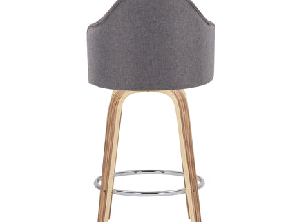 Ahoy - Mid-Century Modern Fixed Height Counter Stool With Zebra Legs / Round Chrome Footrest (Set of 2) - Gray