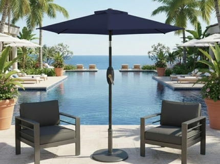 Umbrella With Crank Lift & Tilt, UV-Resistant Canopy For Patio