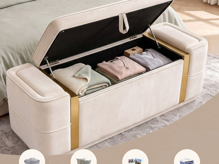 Storage Bench Upholstered Ottoman Bed End Bench With Lift Top Storage