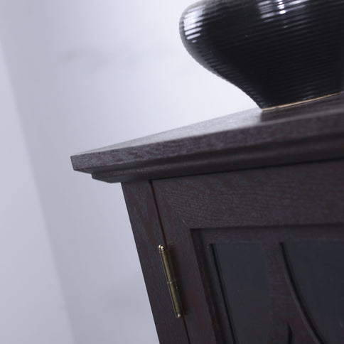 Modern Sideboard With Tempered Glass Doors - Ox Blood Red