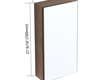 14" Bathroom Mirror Cabinet With Adjustable Shelves, Wall Mounted Medicine Storage Cabinet Frame With Soft Closing Hinges - Imitative Oak