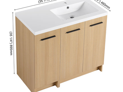 Freestanding Bathroom Vanity Set With Tall Linen Cabinet, 3 Door Storage Cabinet, Single Sink