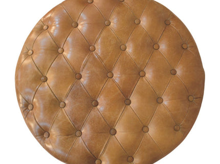 Buffalo - Round Ottoman With Castor Legs - Brown