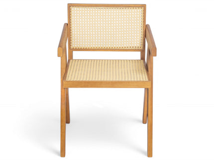 Chandigarh Arm Dining Chair With Natural Cane Design (Set of 2)