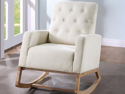 Rocker Chair With Tufted Back - Beige / Ivory