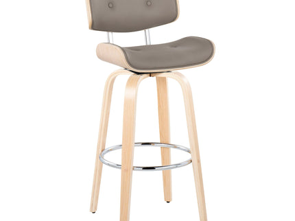 Lombardi - Mid Century Modern Fixed Height Barstool With Swivel With Round Footrest (Set of 2)