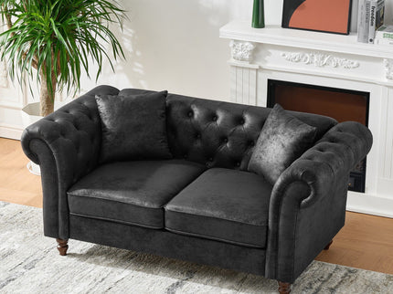 Chesterfield Loveseat, High Tech Fabric Roll Armrest