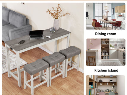 4 Piece Bar Table Set With Power Outlet