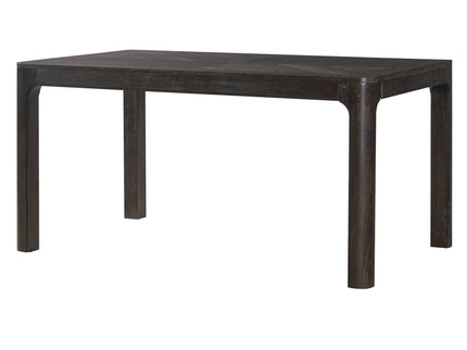 Rectangular Dining Table With Parquet Top, Rounded Corners