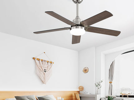 42" Ceiling Fan With Reversible DC Motor, LED Light, 5 Blade Design - Nickel