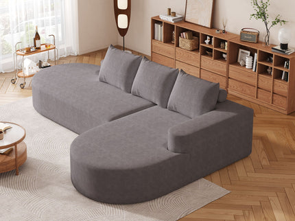 Modern Curved Sofa, L-Shaped Modular Sectional Set With 3 Pillows