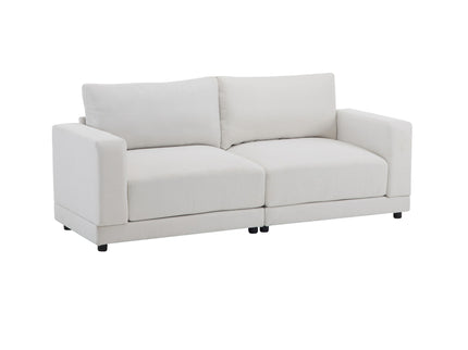 Modern Square Arm Sofa With Soft Fabric Upholstery, Deep Cushions