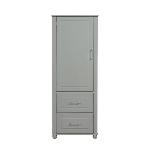 Tall Freestanding Bathroom Storage Cabinet With 2 Drawers And Adjustable Shelf