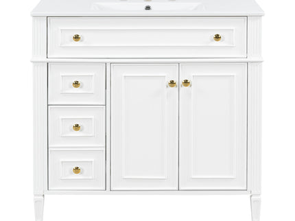Bathroom Vanity With Sink, 3 Drawers & 2 Doors