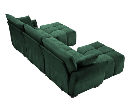 Sofa Set With Ottoman And Pillows, Textured, High Resilience Cushions