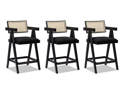Milan - Modern Webbing Back Stool With Arms (Set of 3)
