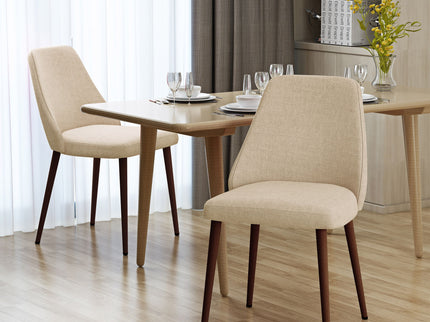 Modern Dining Chair With Iron Legs And Wood Finish