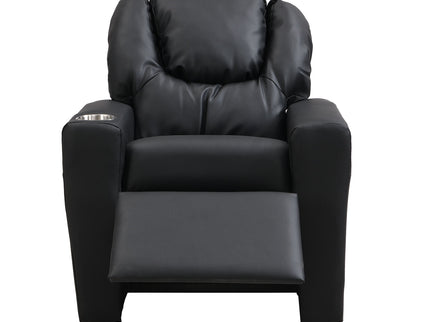 Sally Deluxe Kids Recliner Chair With Cup Holder - Black