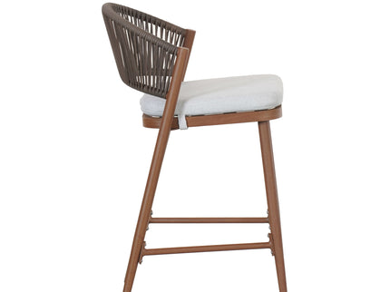 Outdoor 26" Counter Height Metal Frame Counter Stools With Scallop Shaped Backrest & Water Resistant Cushions