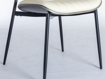 Dining Chairs (Set of 2) Mid-Century Modern Retro Chair With Walnut Bentwood Back Upholstered Seat Metal Legs Adjustable Foot For Kitchen Dining Room Chairs