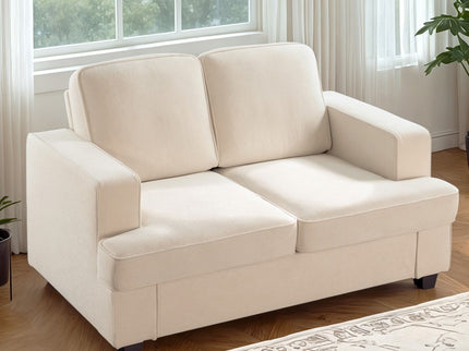 Modern Loveseat, Comfortable 2 Seater Couch With Deep Seating, Loose Back Cushions, Wide Arms