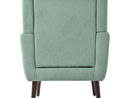 Modern Accent Chair, Teddy Fabric Living Room Chairs Comfy Reading Chair, Mid Century Accent Chair, Lounge Arm Chairs Armchair For Living Room Bedroom - Light Green