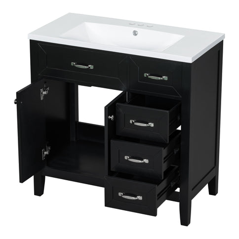 Modern Bathroom Vanity With Sink, Freestanding With Drawers And Doors