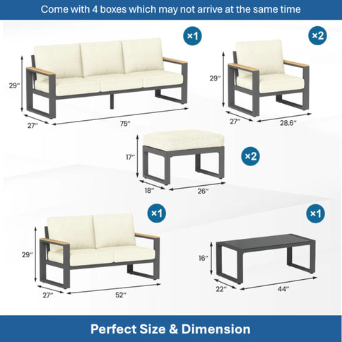 Modern Outdoor Sofa Set With Coffee Table