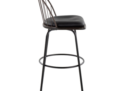 Riley - Claire Farmhouse Fixed Height Barstool With Swivel With Round Footrest (Set of 2)