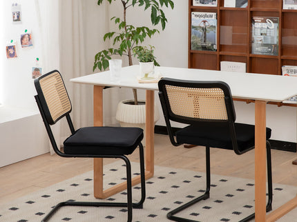 Rattan Side Accent Dining Chairs With Painted Legs (Set of 2)