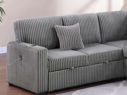 Convertible Sectional Upholstered Sleeper Sofa With Storage Chaise