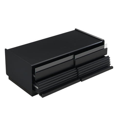Modern Rectangle Coffee Table With 4 Drawers And 2 Display Shelves