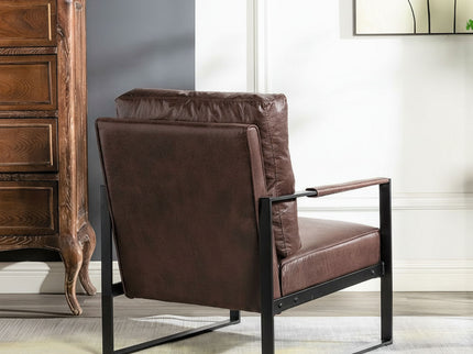 Classic Mid Century Modern Accent Chair With Durable Square Metal Frame, Armchair
