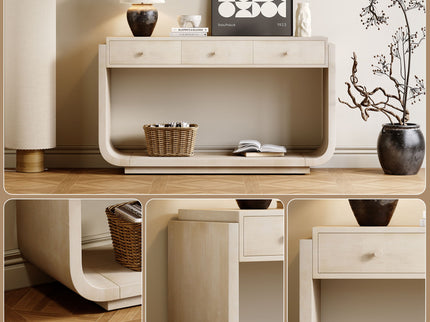 Console Table With 3 Drawers, Display Shelf