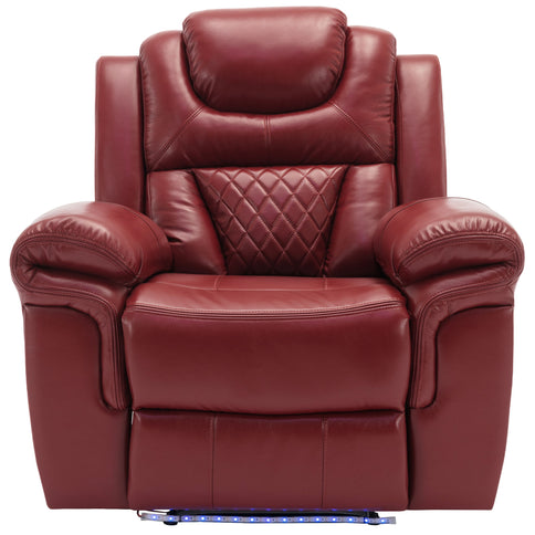 3 Pieces Recliner Sofa Sets Home Theater Seating Manual Recliner Chair With Center Console And LED Light Strip For Living Room