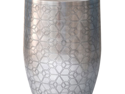 Johnsen - Geometric Pattern Accent Table - Antique Silver