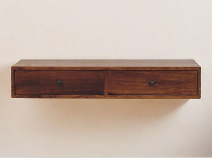 Lunar - 2 Drawer Wall Mounted Console - Brown