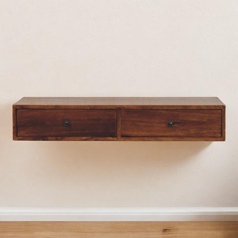 Lunar - 2 Drawer Wall Mounted Console - Brown